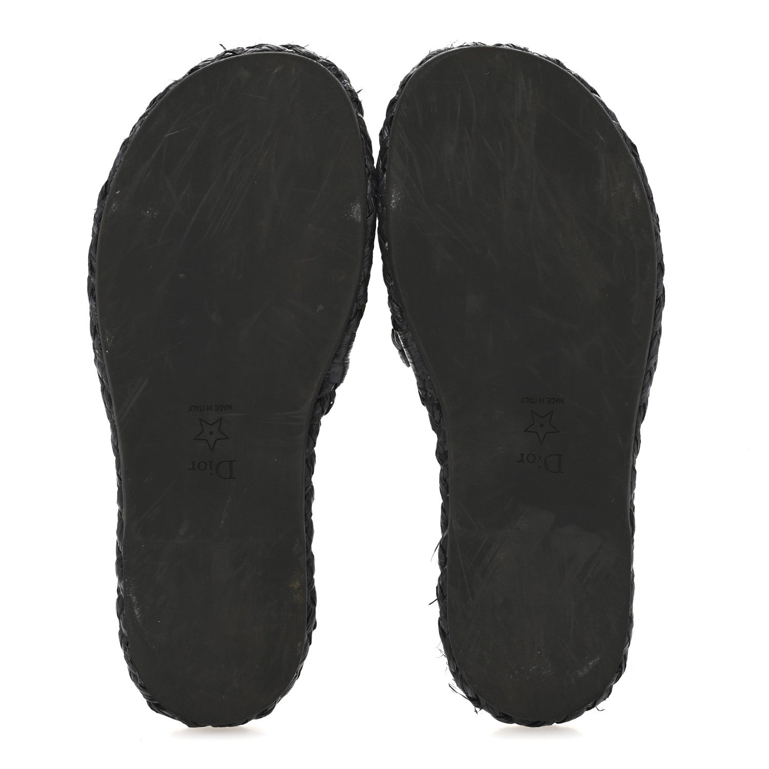 Christian Dior Raffia Embroidered Dway Mules Slide Sandals 37 Black 6 of 10