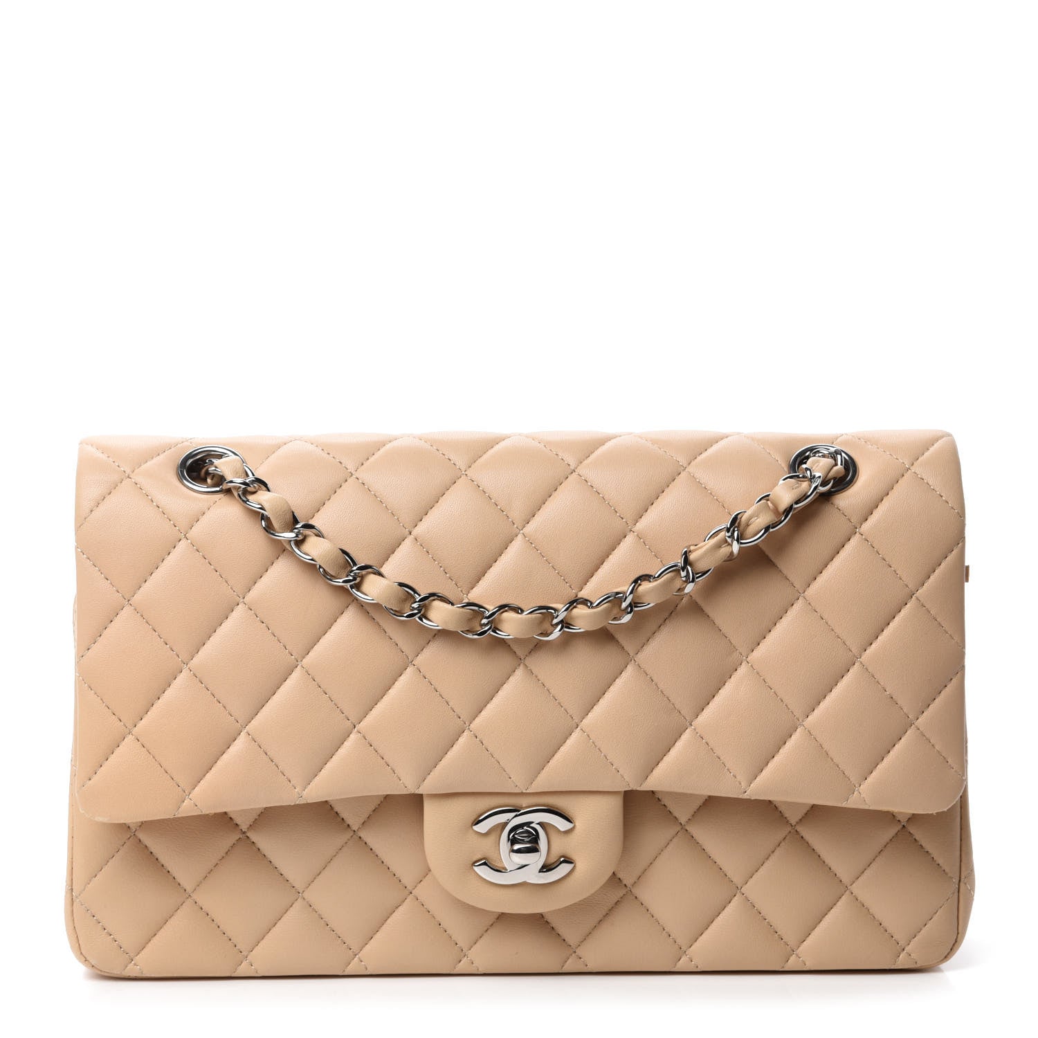 Chanel Lambskin Quilted Medium Double Flap Beige 1 of 12