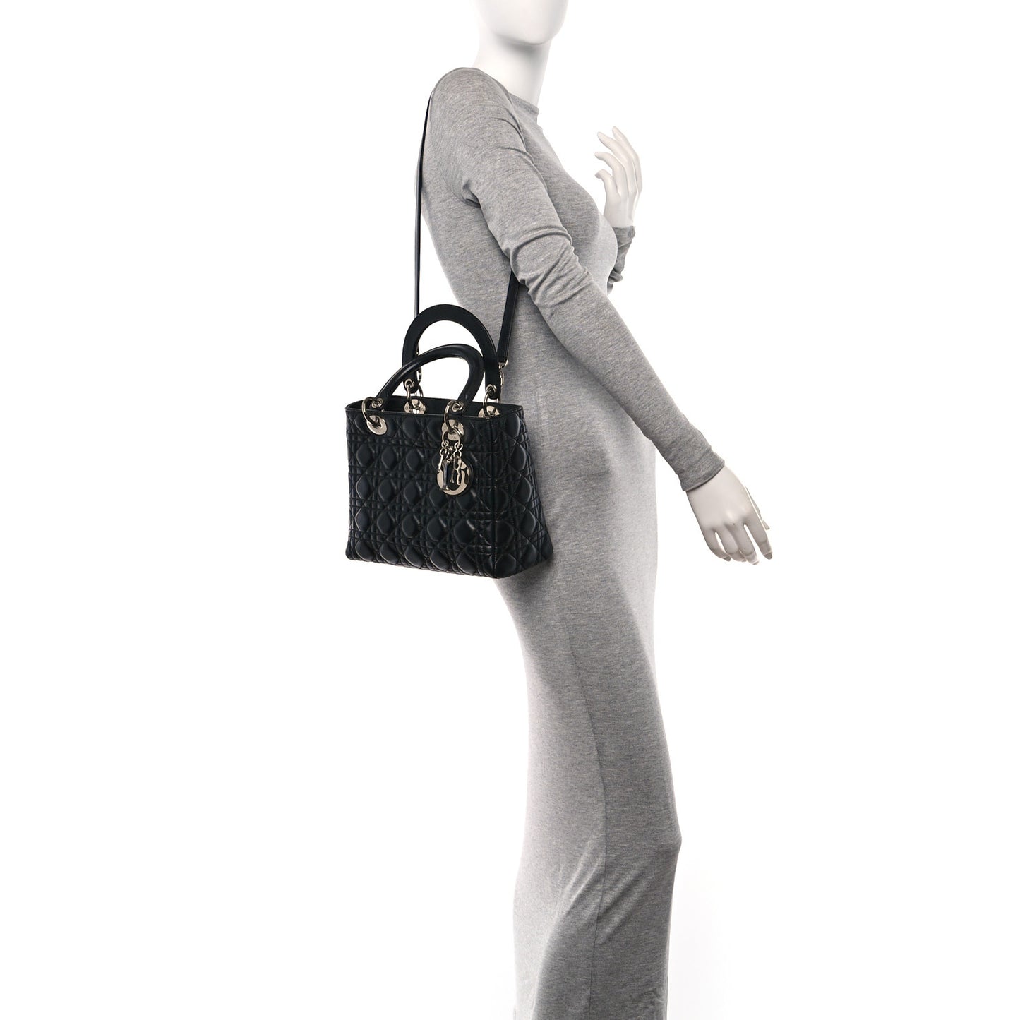 Lambskin Cannage Medium Lady Dior Black