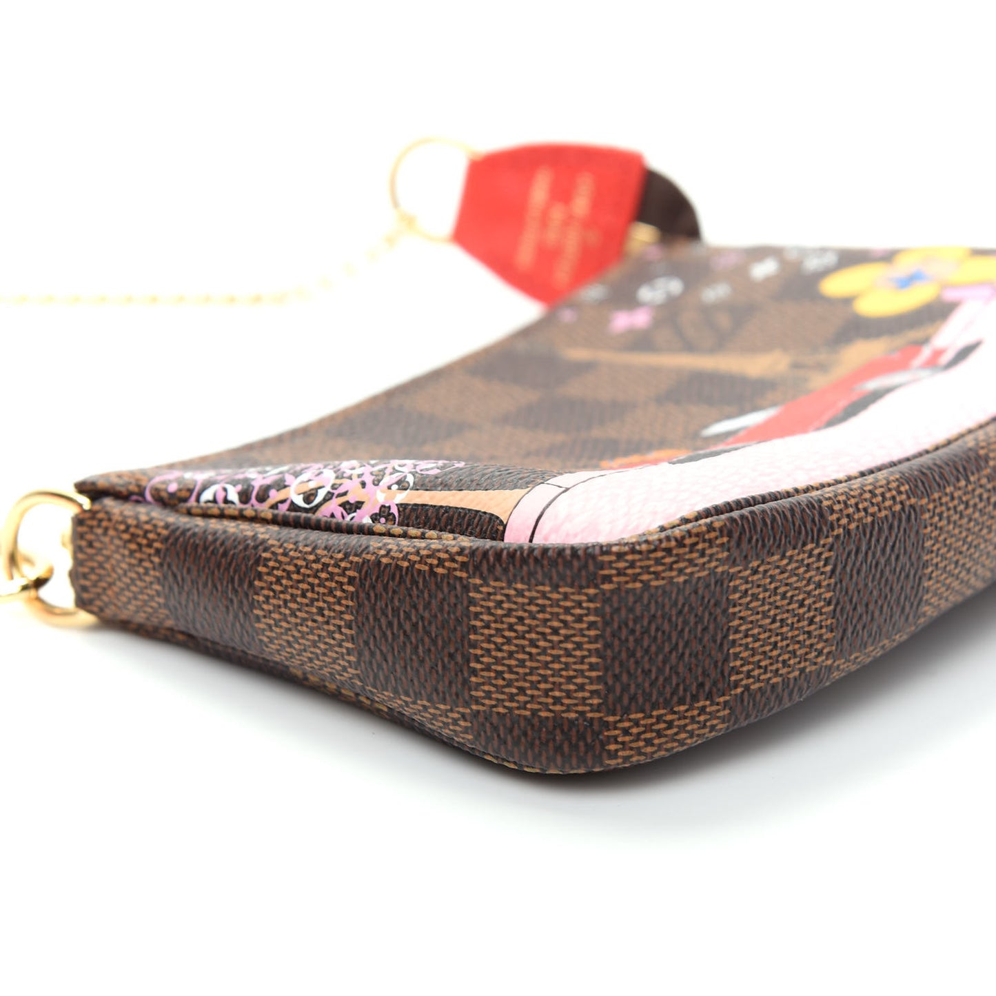 Damier Ebene 2019 Christmas Animation Mini Pochette Accessories Red