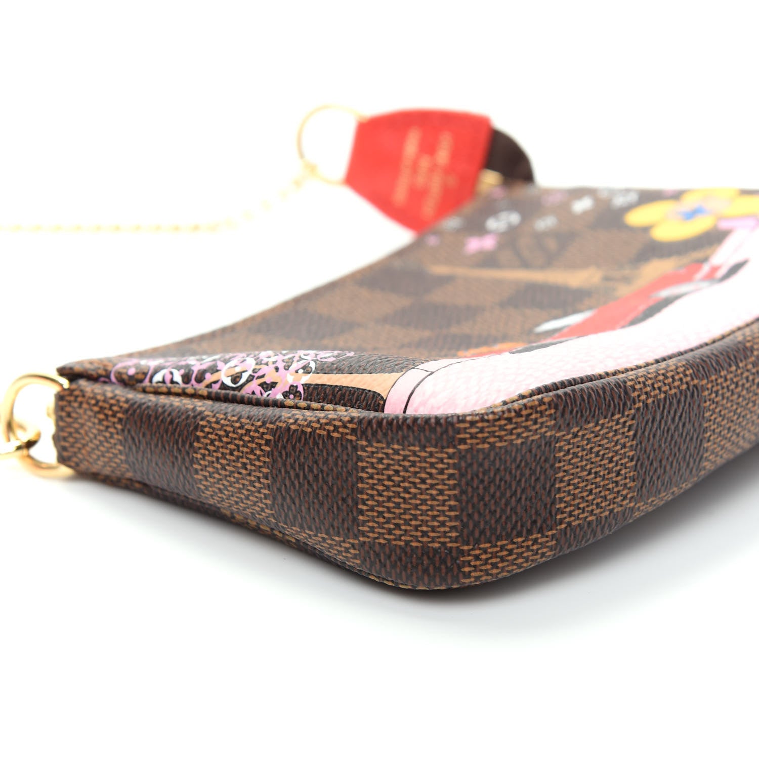 Louis Vuitton Damier Ebene 2019 Christmas Animation Mini Pochette Accessories Red 6 of 10