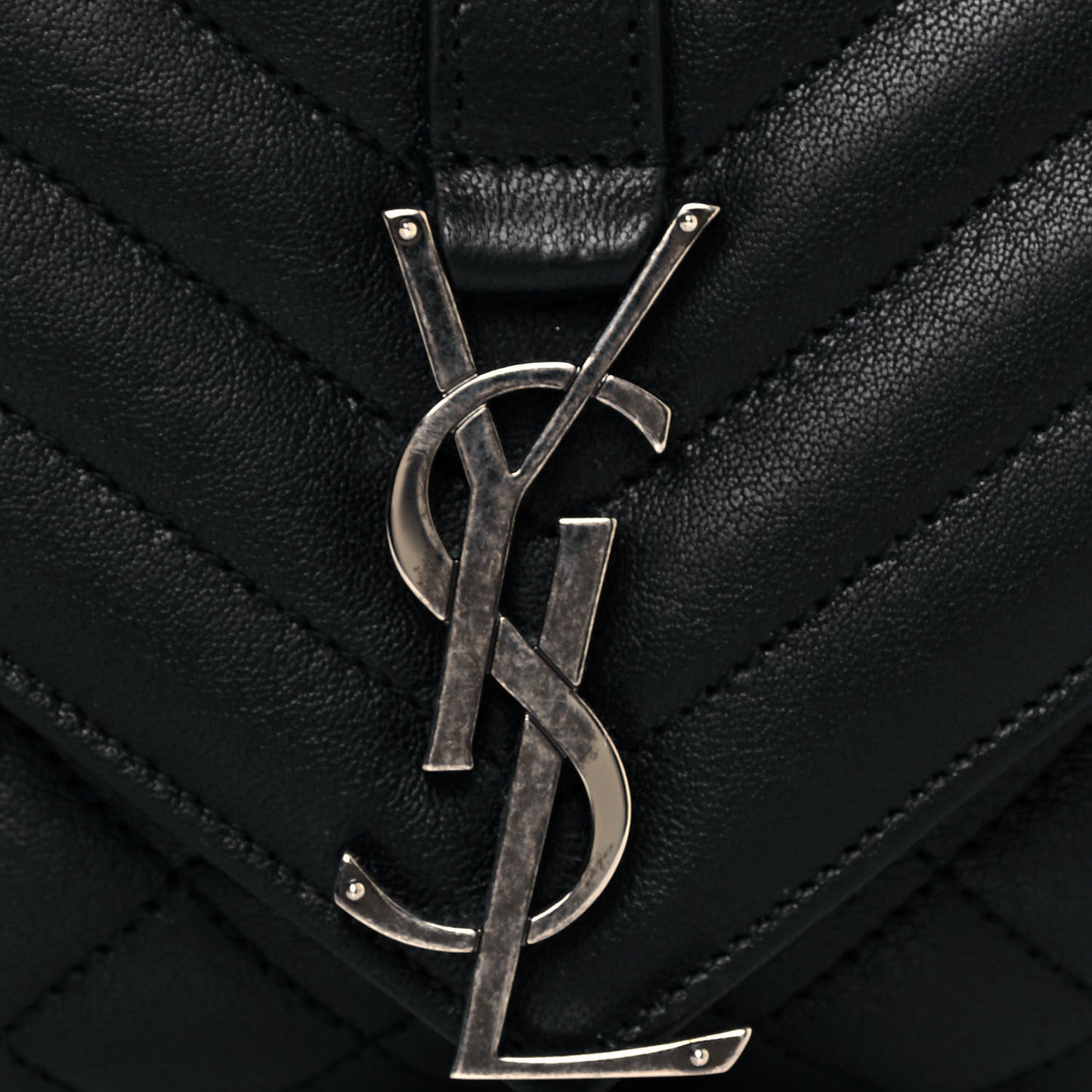 Sheepskin Tri-Quilt Monogram Medium College Bag Black