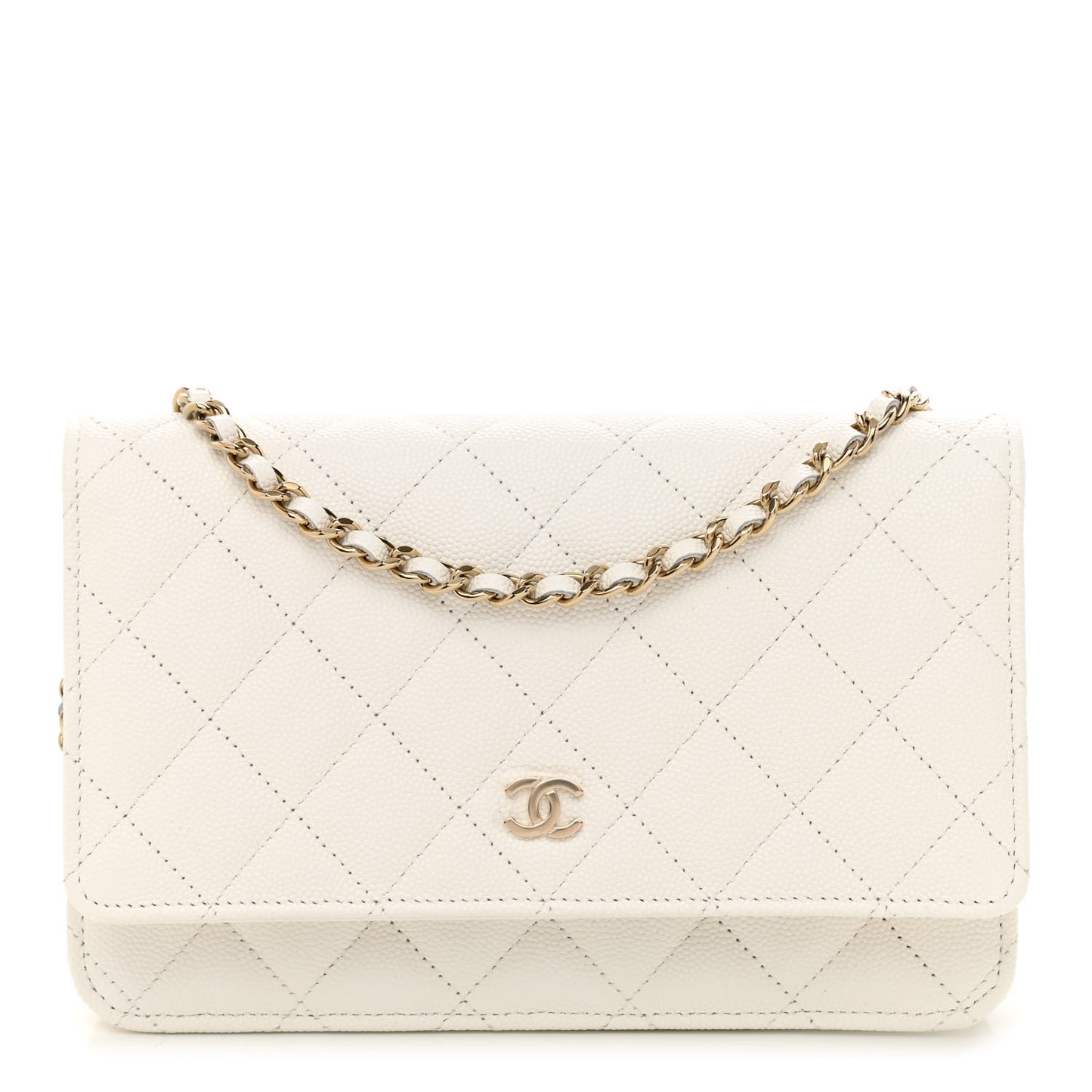 Caviar Quilted Wallet On Chain WOC White