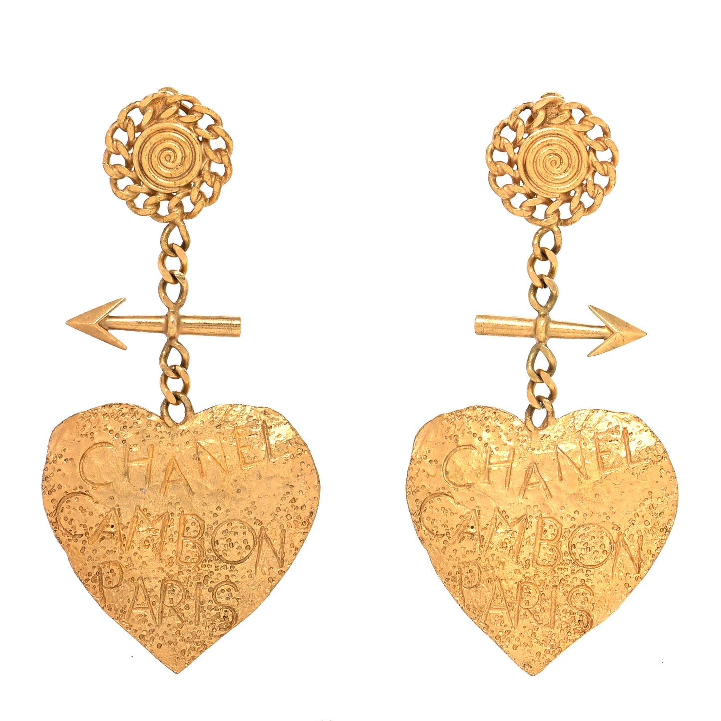 Cambon Heart Clip On Earrings Gold