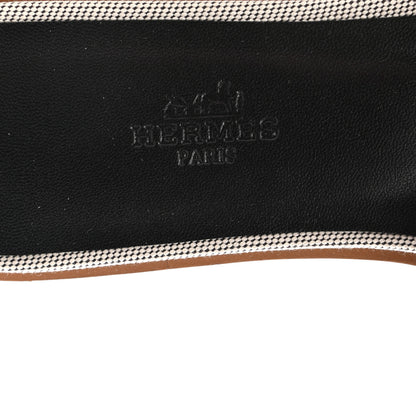 Hermes Calfskin Canvas Oran Sandals 37 Black 7 of 8
