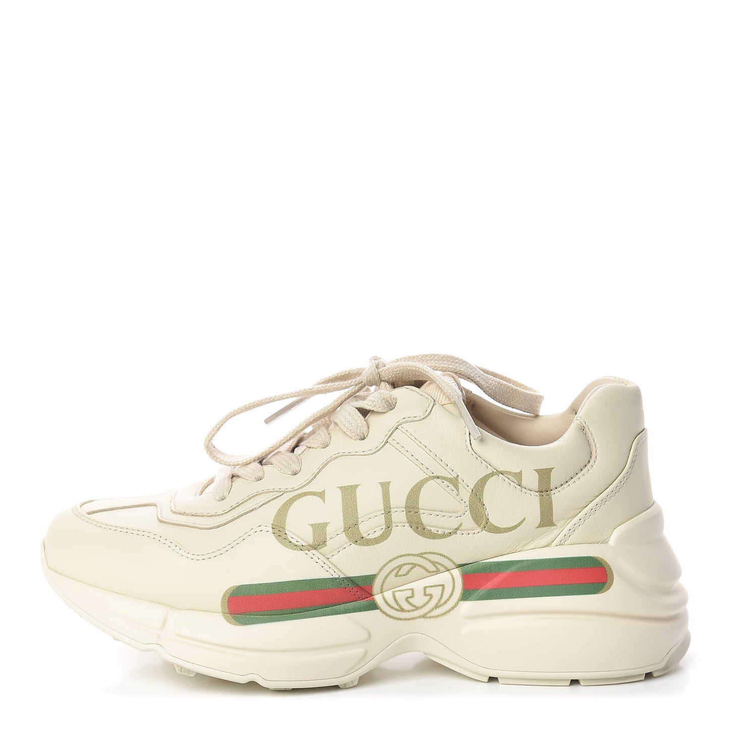 Calfskin Logo Womens Rhyton Sneakers 34.5 Ivory