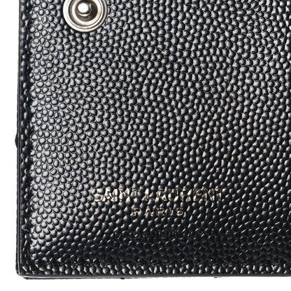 Saint Laurent Grain De Poudre Matelasse Chevron Monogram Zipped Card Case Black Black 7 of 9