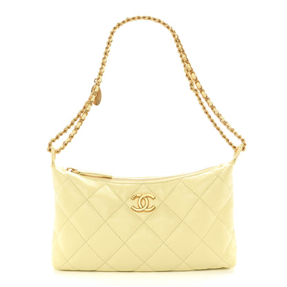 Chanel Lambskin Quilted Hobo Shoulder Bag Light Yellow 1 of 10