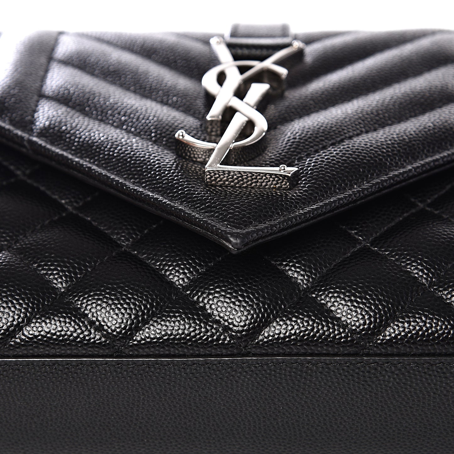 Grain De Poudre Textured Mixed Matelasse Triquilt Small Monogram Satchel Black