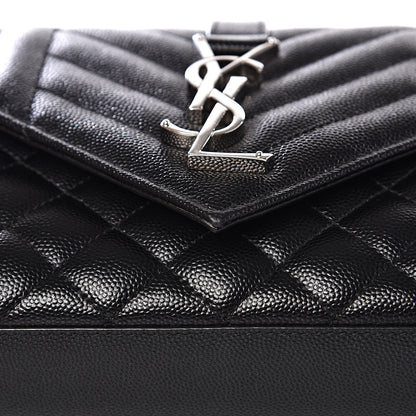 Saint Laurent Grain De Poudre Textured Mixed Matelasse Triquilt Small Monogram Satchel Black 9 of 10