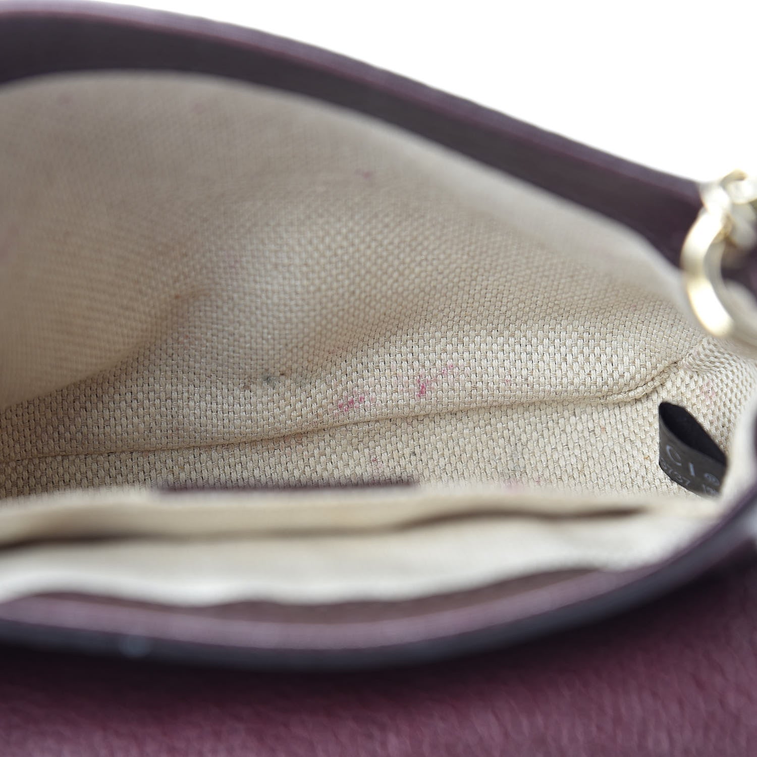 Gucci Metallic Pebbled Calfskin Small Soho Flap Crossbody Burgundy 13 of 14