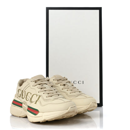 Gucci Calfskin Logo Womens Rhyton Sneakers 37 Ivory 8 of 8
