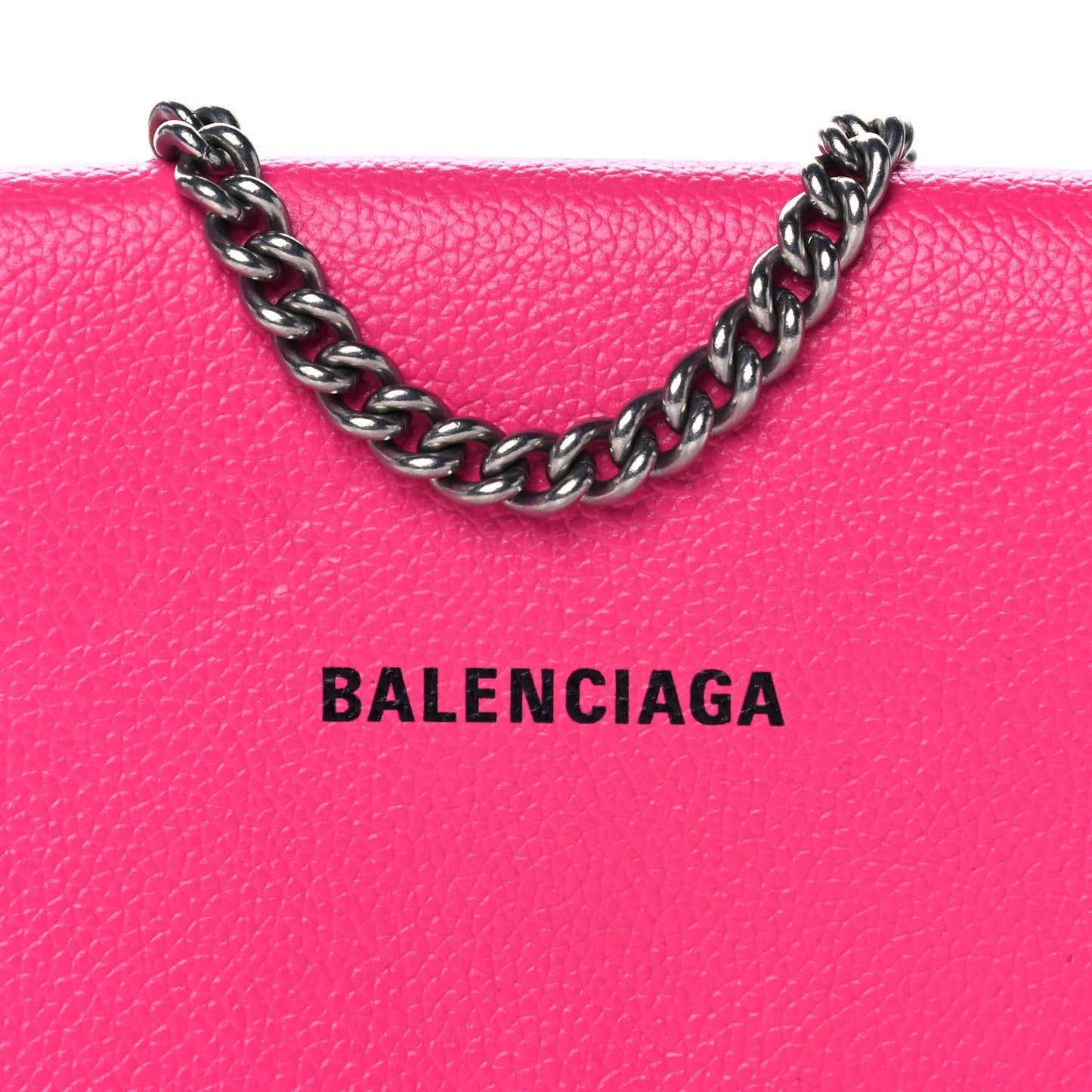 Pebbled Calfskin Everyday Continental Wallet on Chain Acid Pink