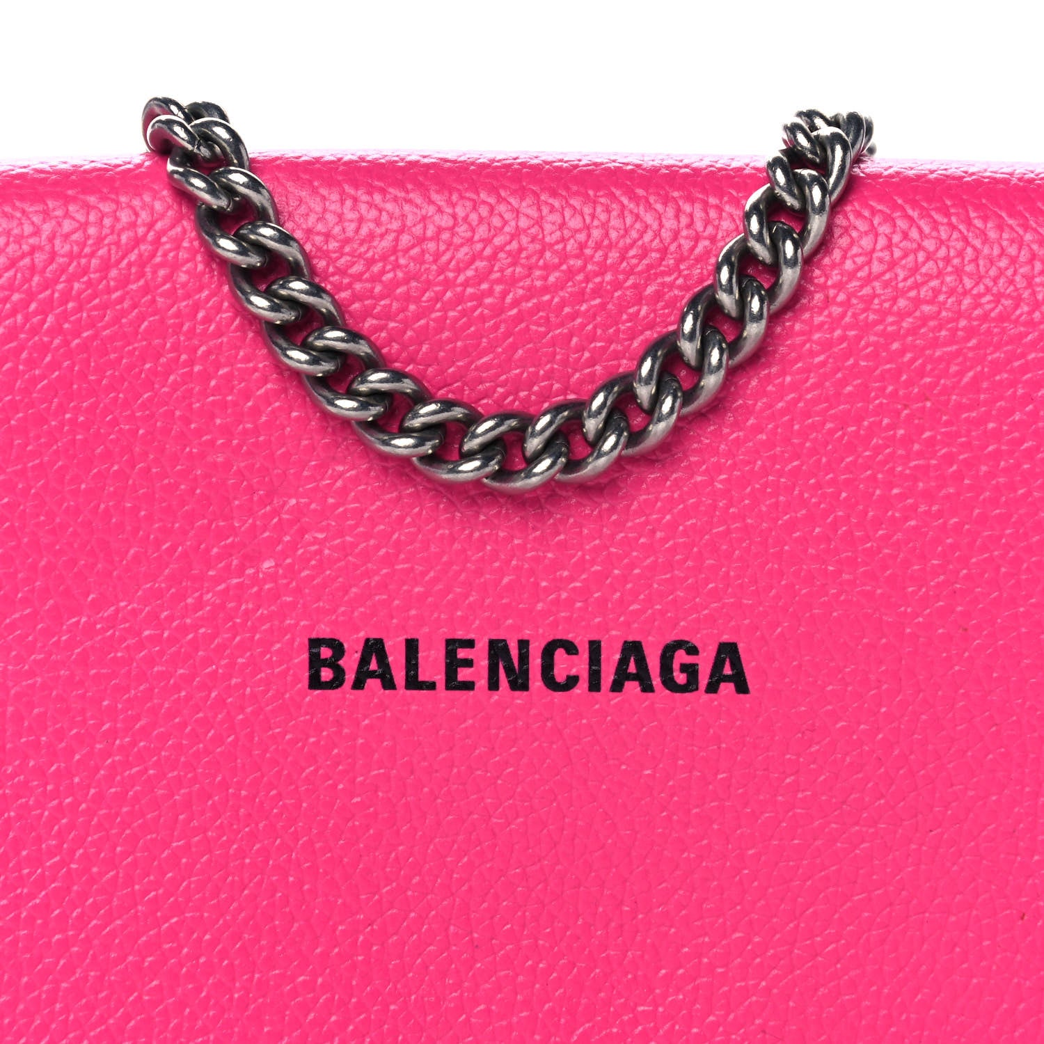 Balenciaga Pebbled Calfskin Everyday Continental Wallet on Chain Acid Pink 4 of 10
