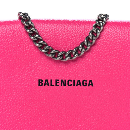 Balenciaga Pebbled Calfskin Everyday Continental Wallet on Chain Acid Pink 4 of 10