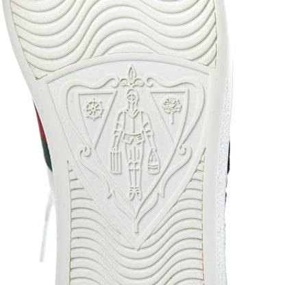 Gucci Calfskin Web Floral Embroidered Womens Ace Sneakers 37.5 White 6 of 10