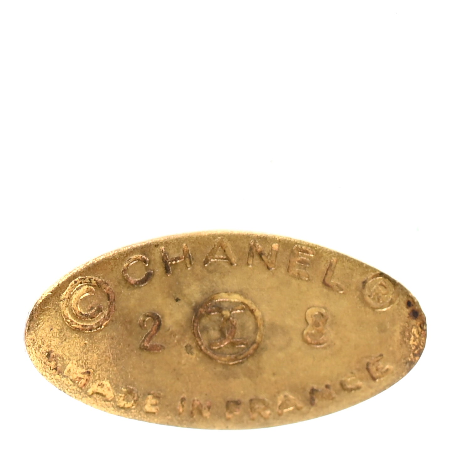 Metal Round CC Clip On Earrings Gold