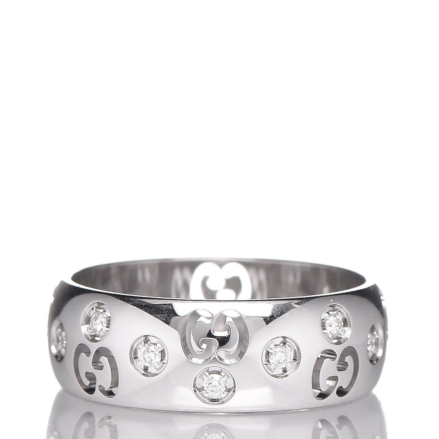 18K White Gold Diamond 6mm Icon Band Ring 50 5.25