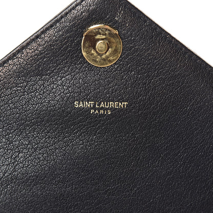 Saint Laurent Sheepskin Matelasse Chevron Monogram Medium College Bag Black 7 of 13