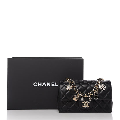Chanel Lambskin Quilted Mini Coco Charms Rectangular Flap Black 11 of 11