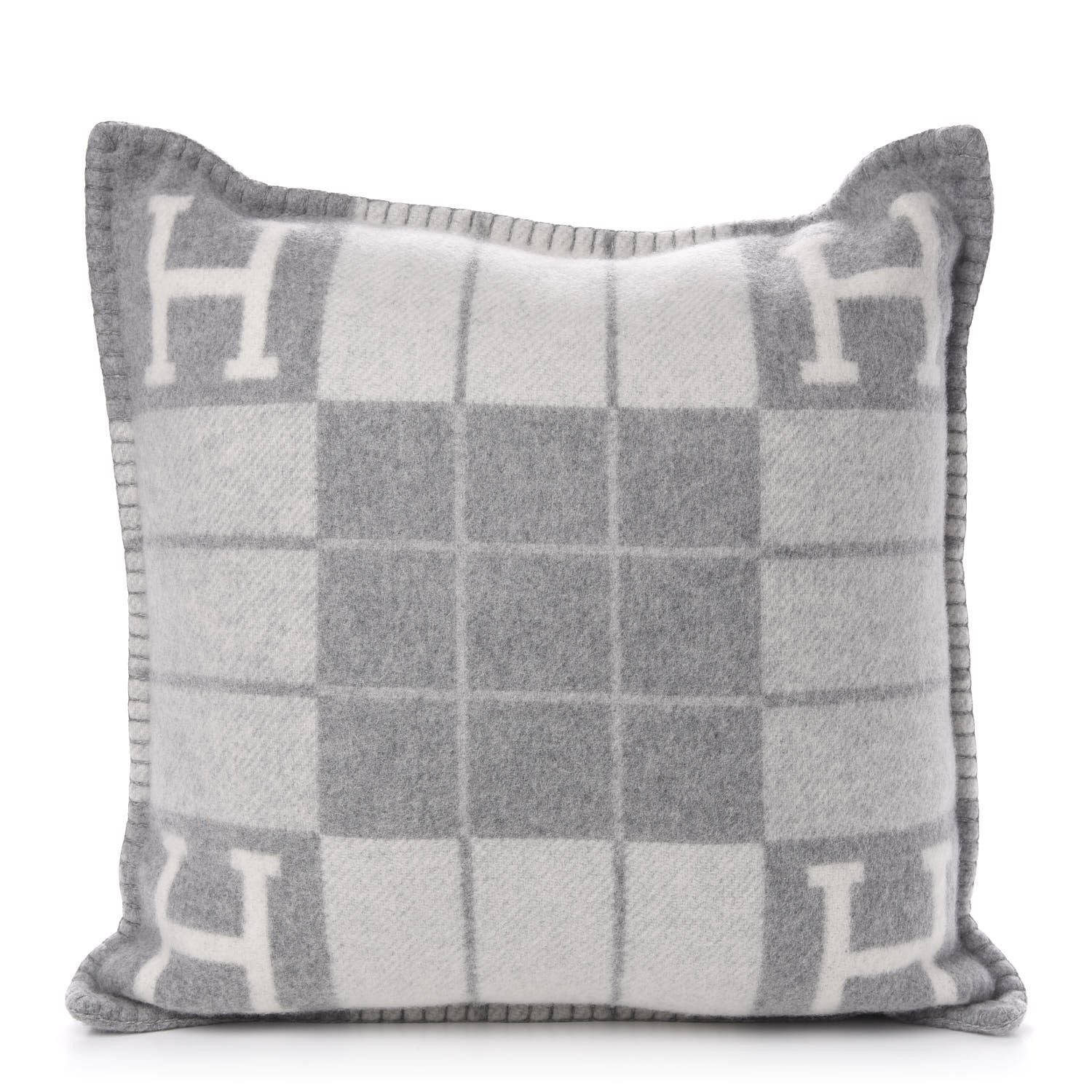 Hermes Wool Cashmere Avalon III Pillow PM Ecru Gris Clair 1 of 5