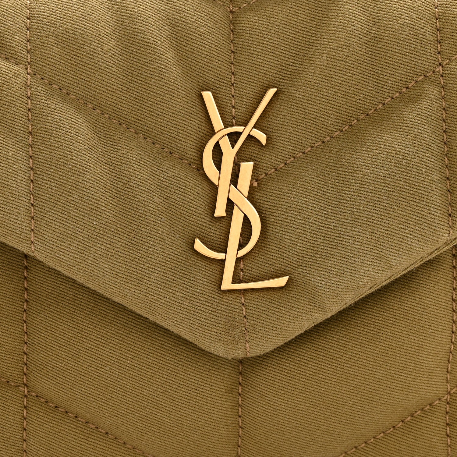 Saint Laurent Canvas Quilted Toy Loulou Puffer Monogram Chain Satchel Fir Green 8 of 12