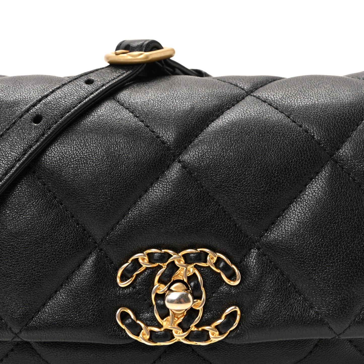 Goatskin Quilted Chanel 19 Waist Bag Black