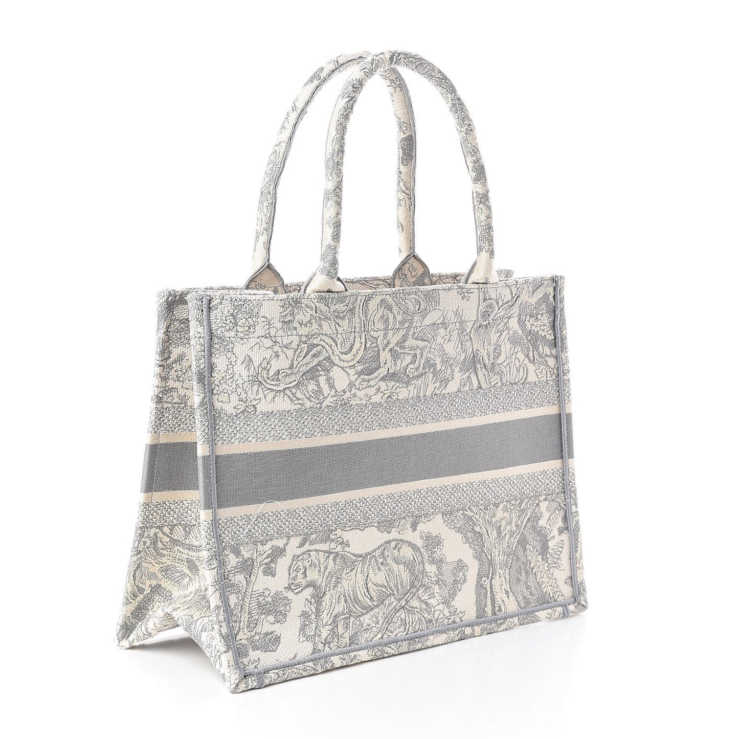 Canvas Embroidered Medium Dioriviera Toile De Jouy Book Tote Gray
