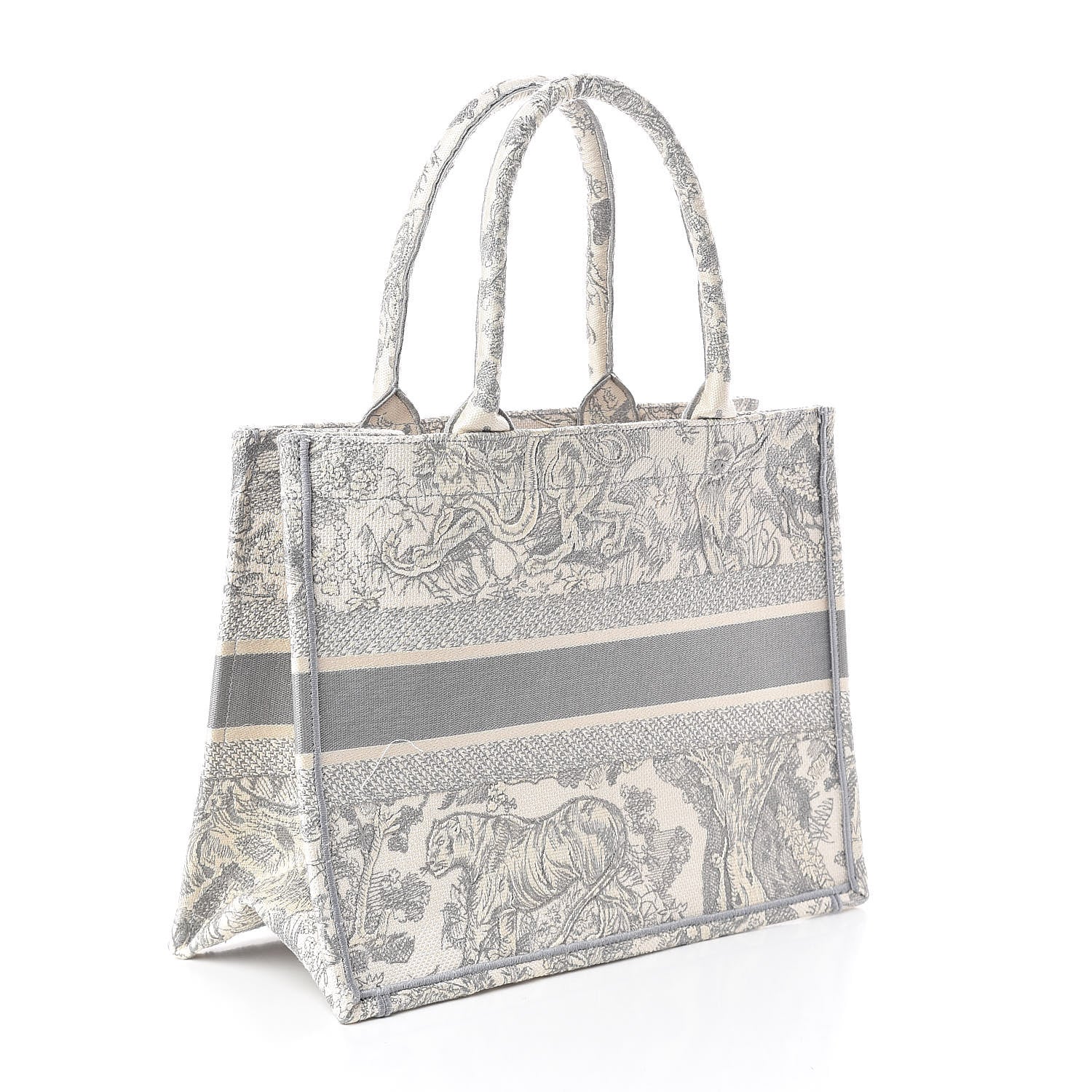 Christian Dior Canvas Embroidered Medium Dioriviera Toile De Jouy Book Tote Gray 3 of 9
