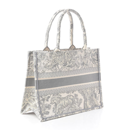 Christian Dior Canvas Embroidered Medium Dioriviera Toile De Jouy Book Tote Gray 3 of 9