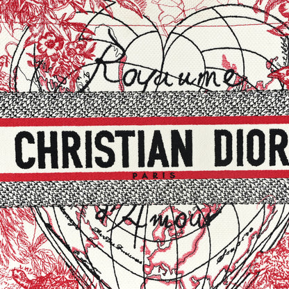 Christian Dior Canvas Embroidered Medium Dioramour D-Royaume Book Tote Red Multicolor 8 of 10