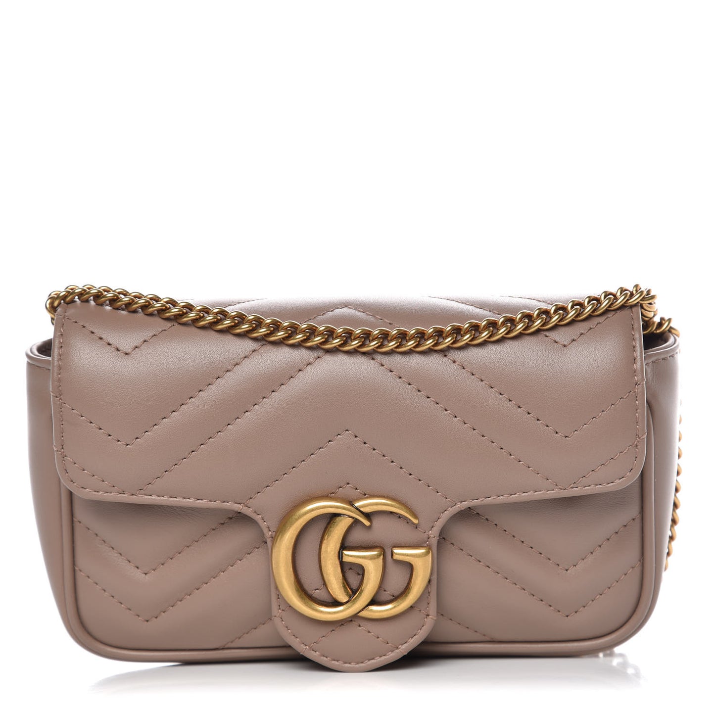 Calfskin Matelasse Super Mini GG Marmont Shoulder Bag Porcelain Rose
