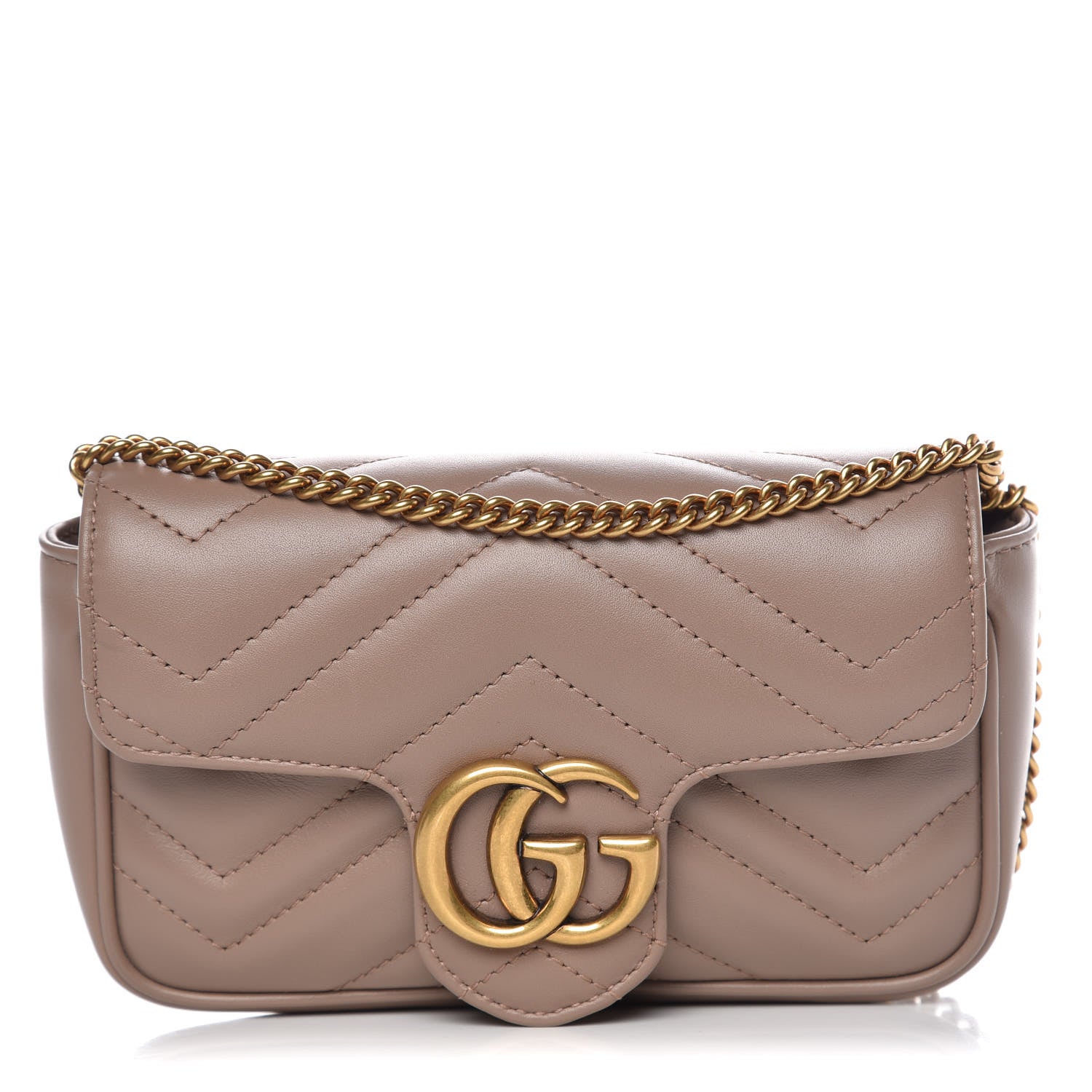 Gucci Calfskin Matelasse Super Mini GG Marmont Shoulder Bag Porcelain Rose 1 of 8