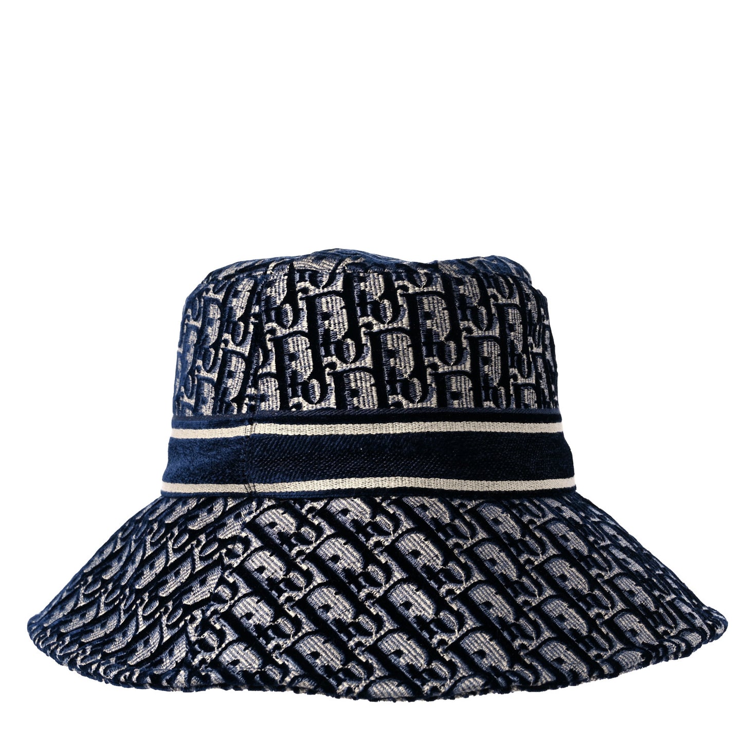Velvet Oblique Large Brim Bucket Hat 58 Bleu Marine