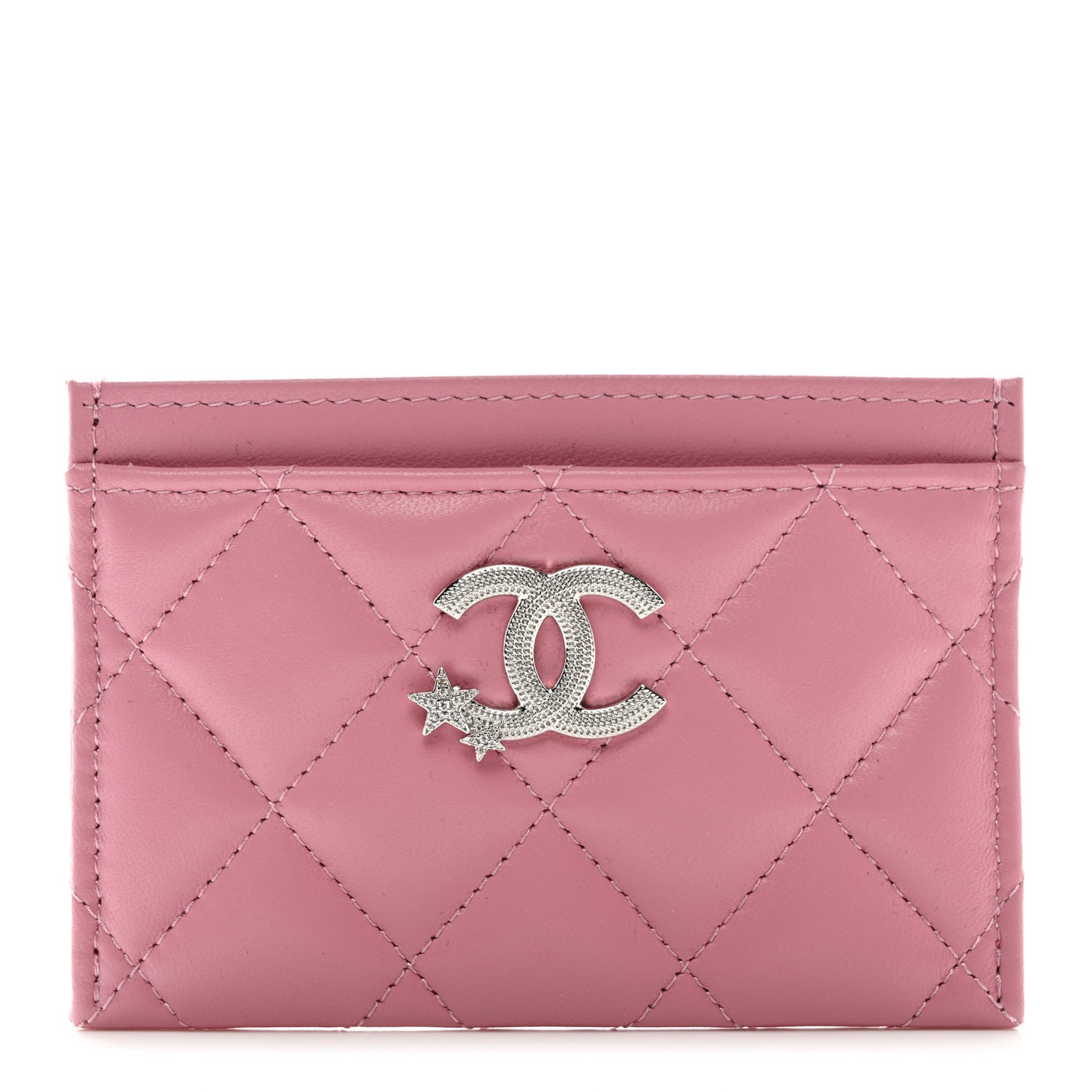Chanel Lambskin Quilted Crystal Star Card Holder Pink 1 of 7
