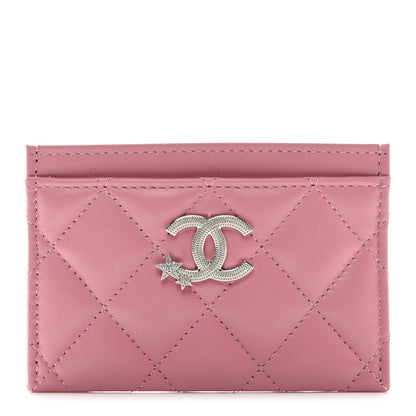 Chanel Lambskin Quilted Crystal Star Card Holder Pink 1 of 7