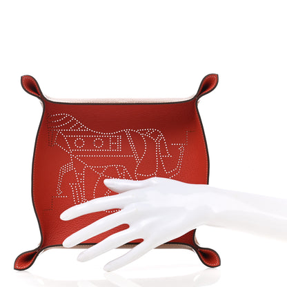 Hermes Taurillon Clemence Mises et Relances Double Horse Change Tray Tuile Fauve 2 of 6