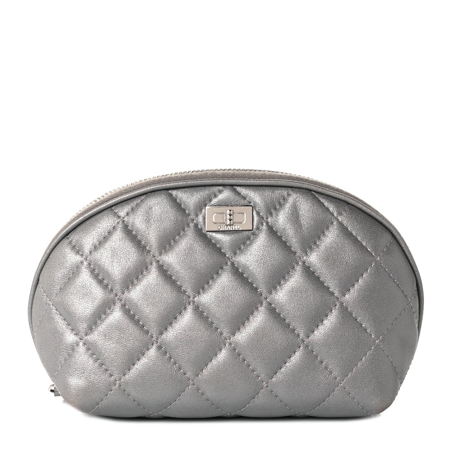 Chanel Metallic Lambskin Quilted 2.55 Reissue Cosmetic Pouch Silver 1 of 9