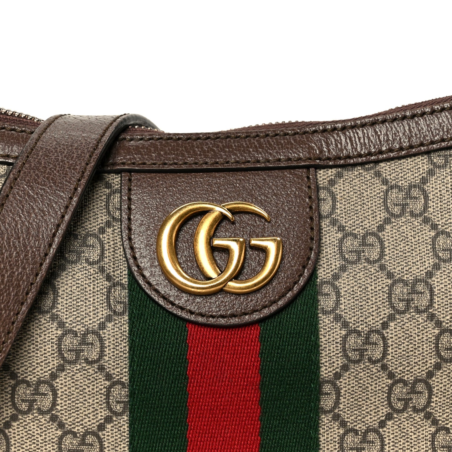 GG Supreme Monogram Web Small Ophidia Half Moon Hobo Brown