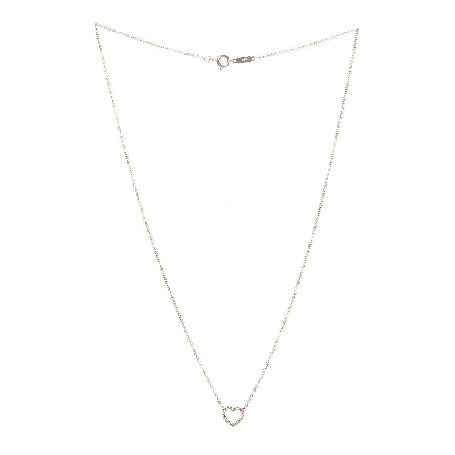Tiffany 18K Yellow Gold Diamond Metro Heart Pendant Necklace 3 of 6