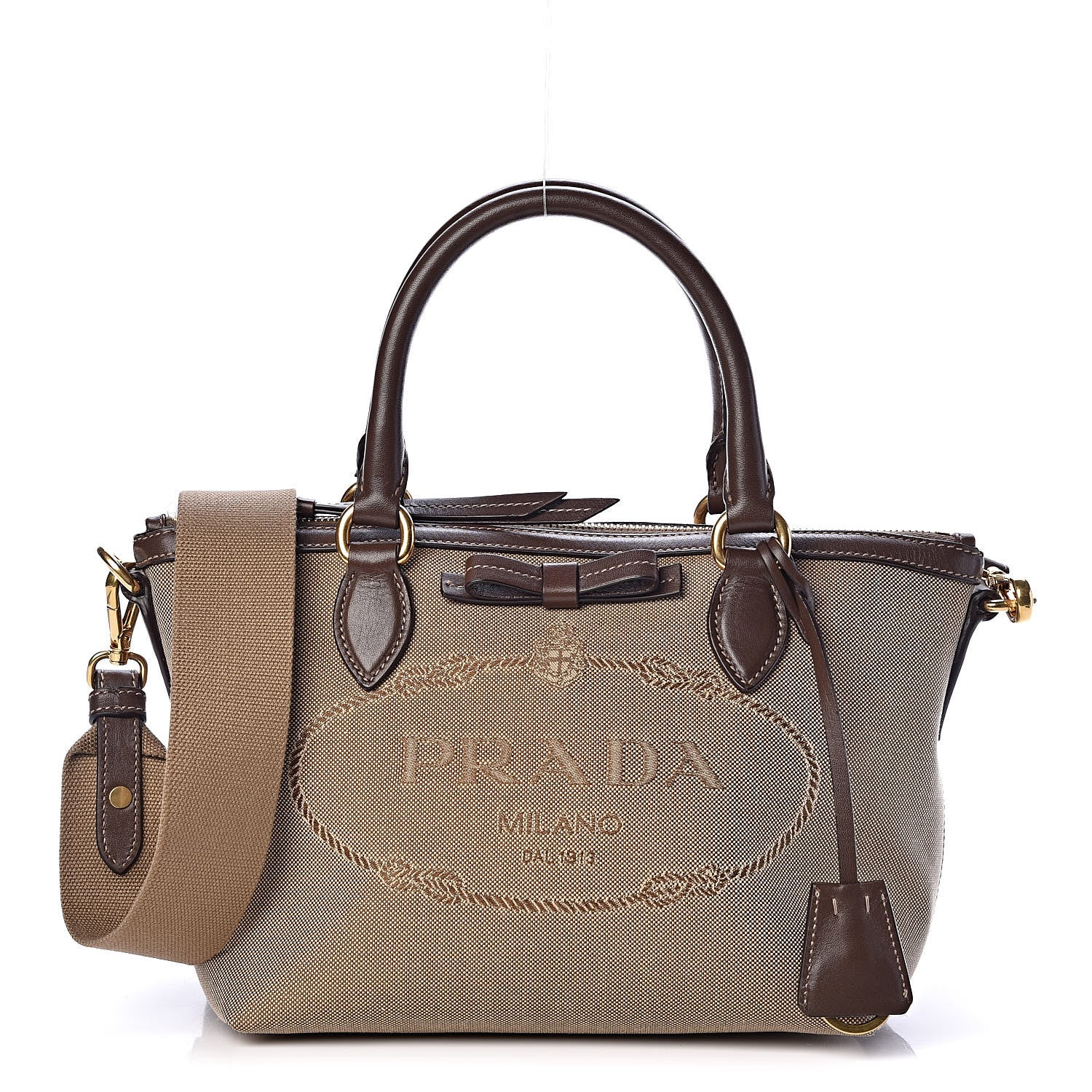 Prada Jacquard Logo Handbag Corda Bruciato 1 of 11