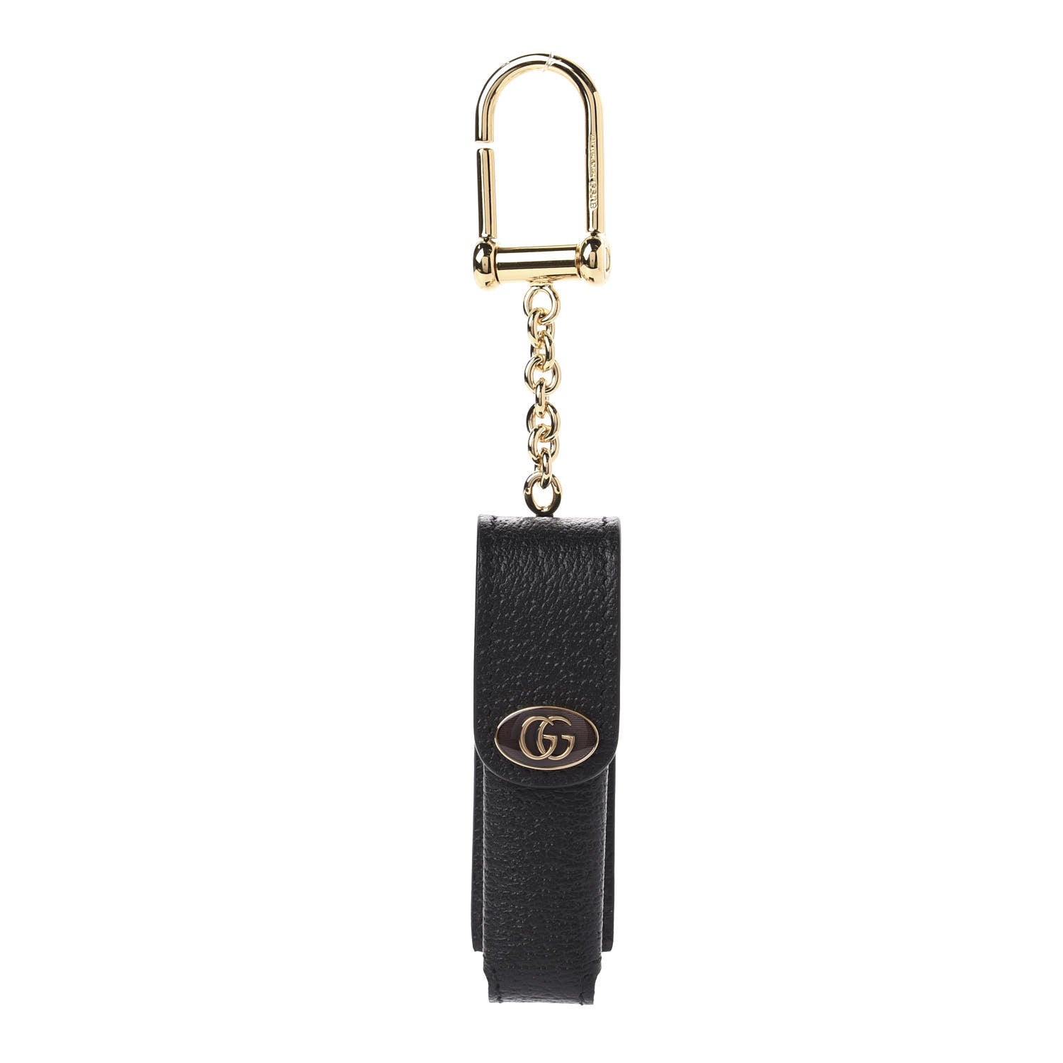 Gucci Textured Calfskin Enamel Single Porte Rouges Keychain Black 1 of 7