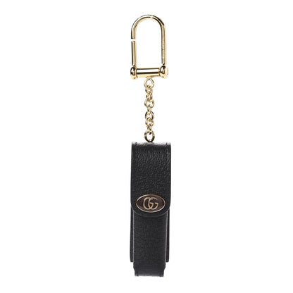 Gucci Textured Calfskin Enamel Single Porte Rouges Keychain Black 1 of 7