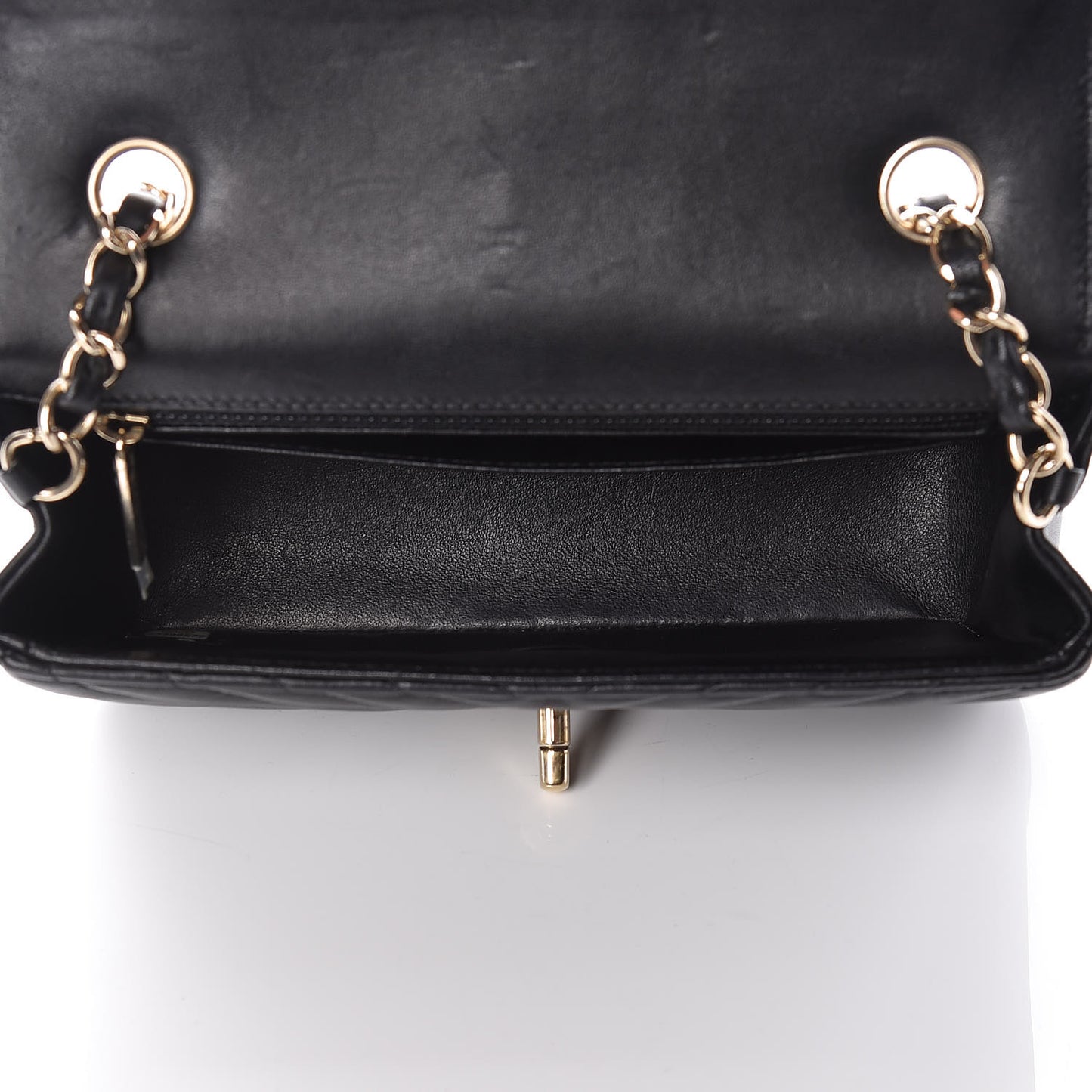 Lambskin Chevron Quilted Mini Rectangular Flap Black