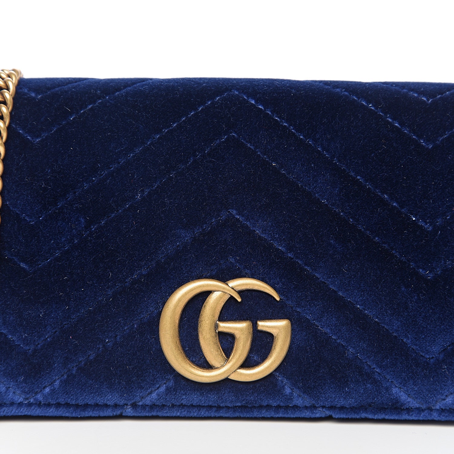 Gucci Velvet Matelasse GG Marmont Mini Bag Cobalt Blue 9 of 10