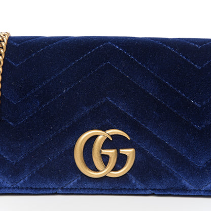 Gucci Velvet Matelasse GG Marmont Mini Bag Cobalt Blue 9 of 10