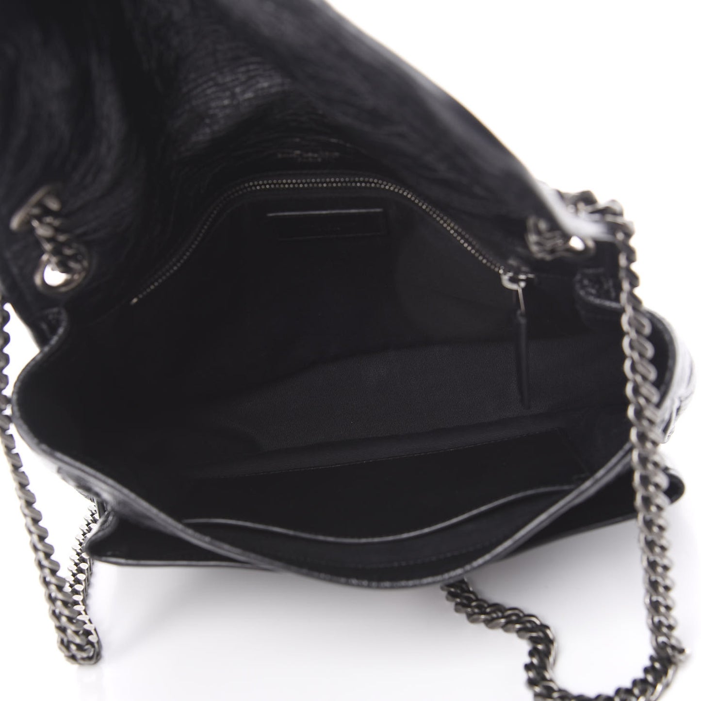 Crinkled Calfskin Matelasse Monogram Medium Niki Chain Satchel Black
