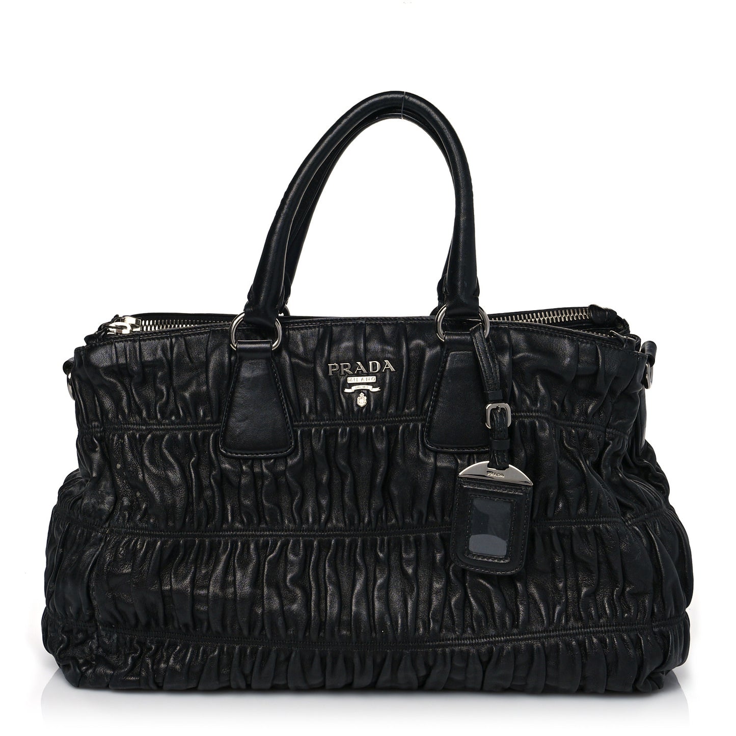 Nappa Gaufre Shopping Satchel Black