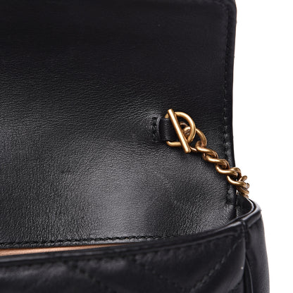 Gucci Calfskin Matelasse Super Mini GG Marmont Shoulder Bag Black 14 of 16