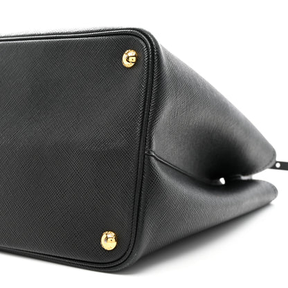 Prada Saffiano Cuir Medium Double Bag Black Fuoco 8 of 9